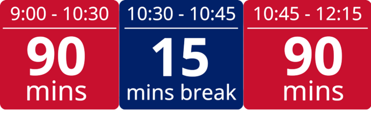 This is a Standard Course Timetable for the Edwards language school. The course starts at 9:00 the morning and tll 10:30. The second half commences after 10:45 to 12:15.